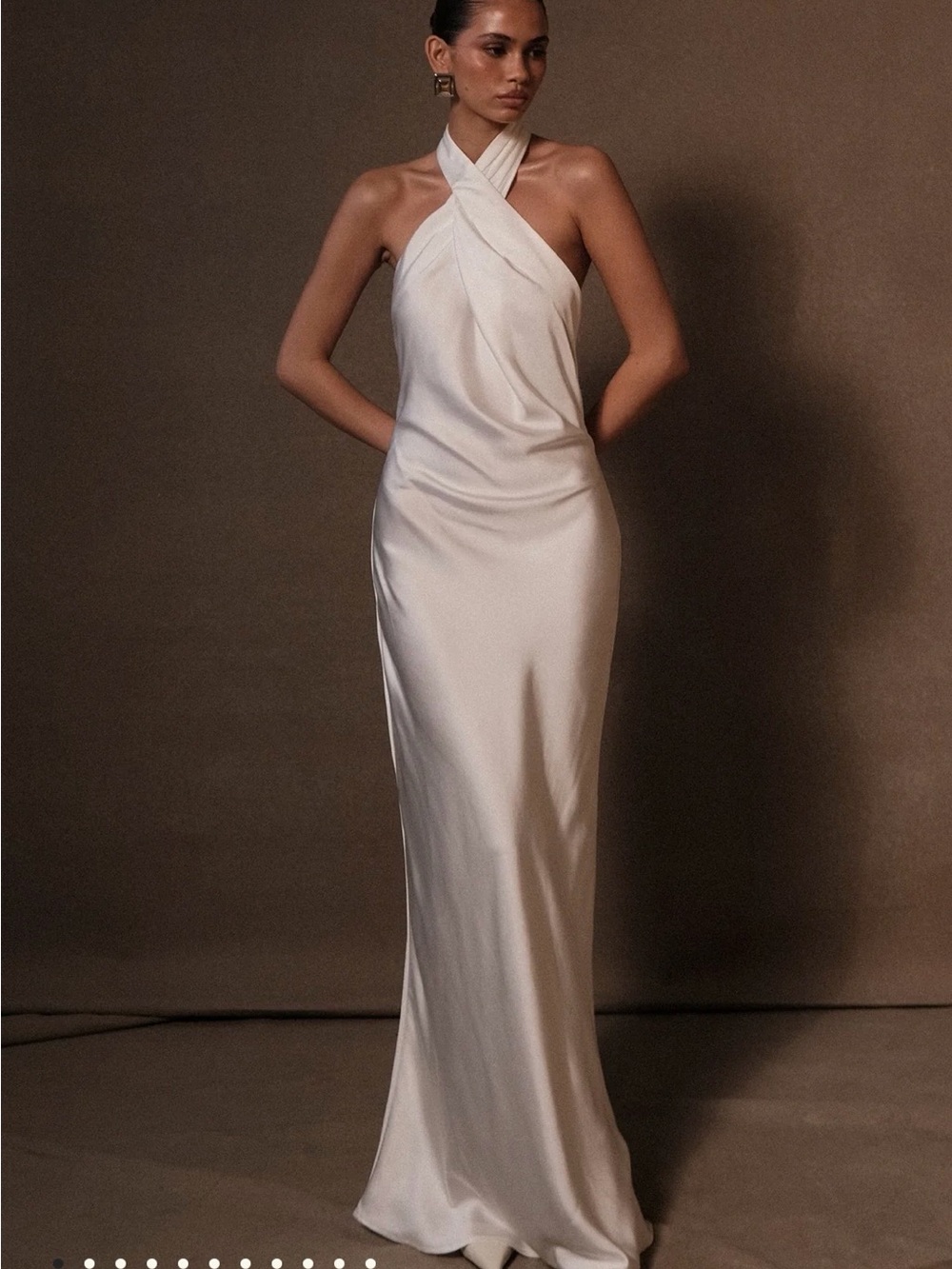 Meshki- Laura, halter satin gown- white